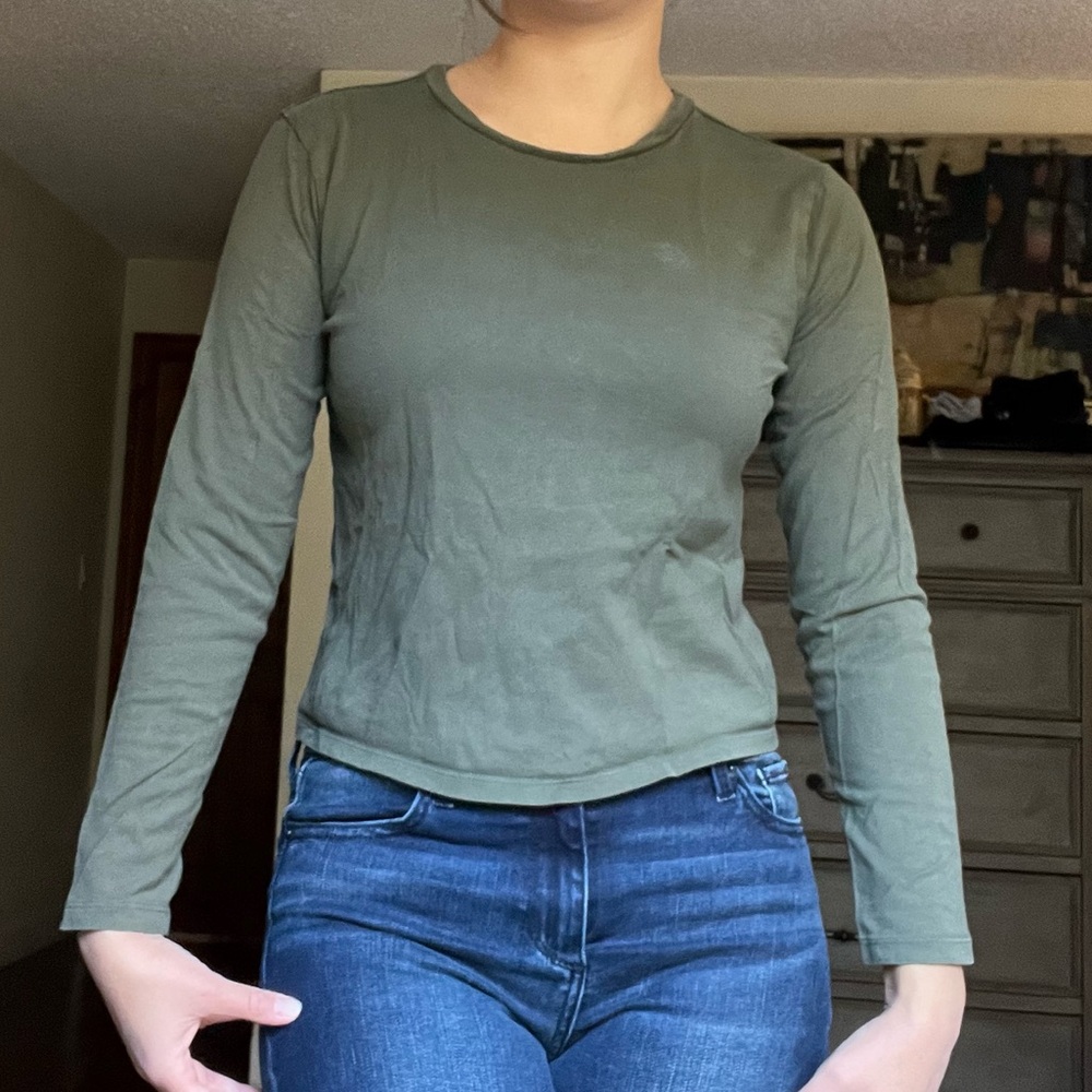 Wild Fable Sage Green XS Long Sleeve Cropped Top